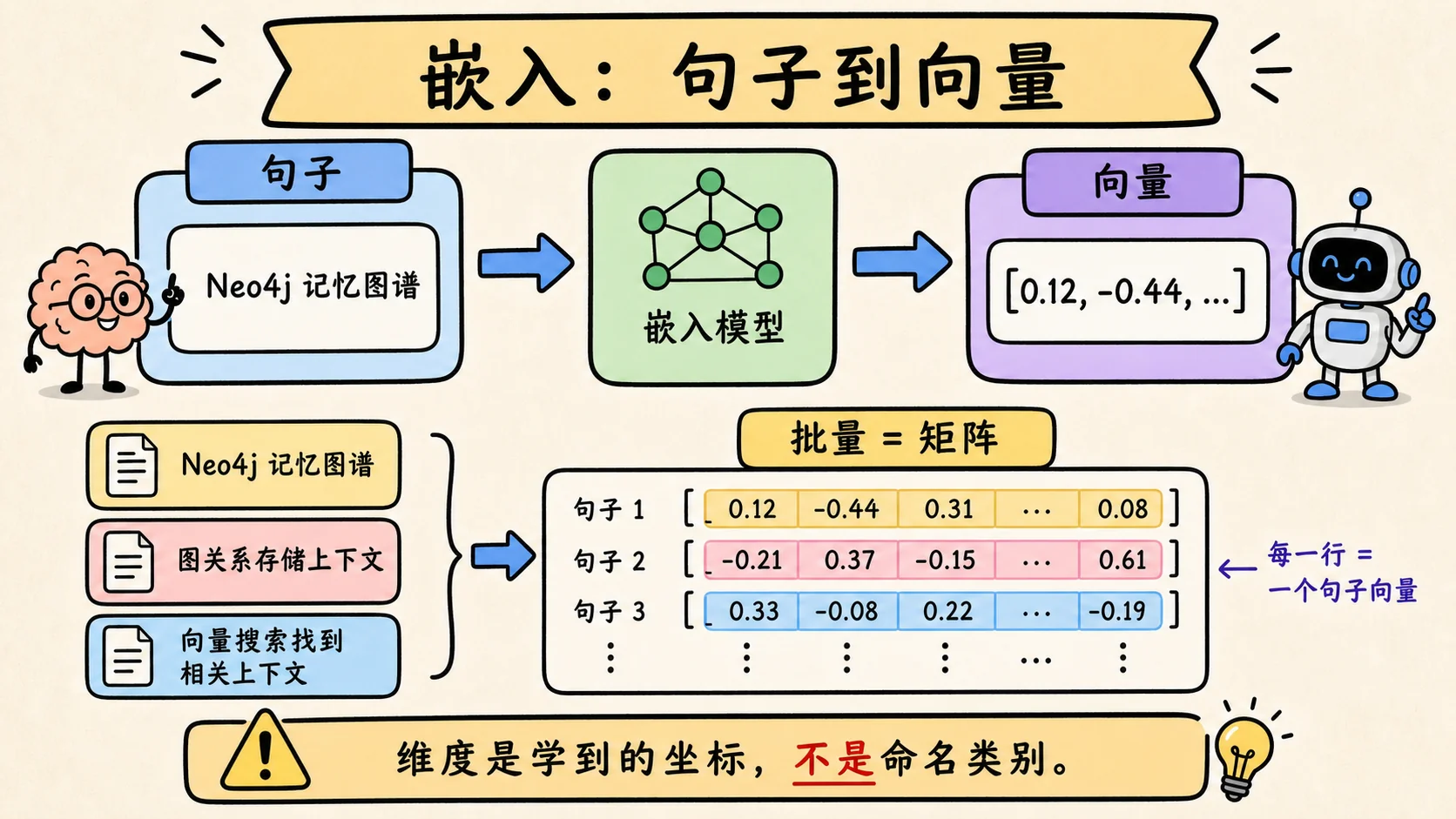句子 Embedding 可以表示为向量，也可以堆叠成矩阵