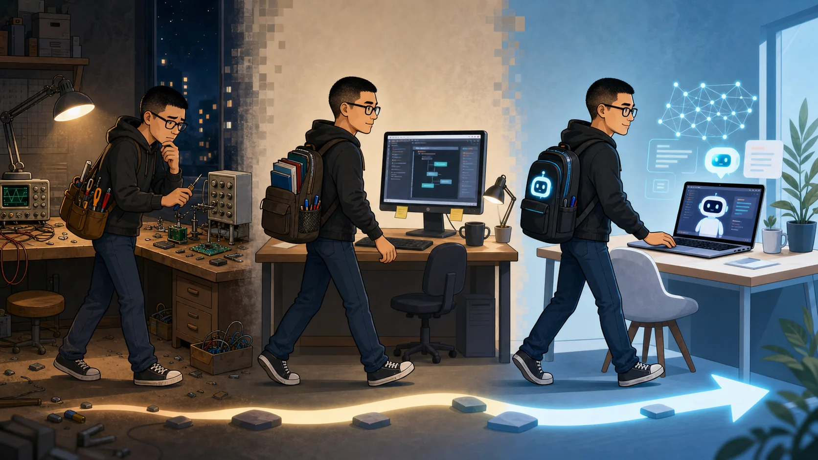 开发者从底层工具走向高级编程工具,再走向 AI 辅助工程